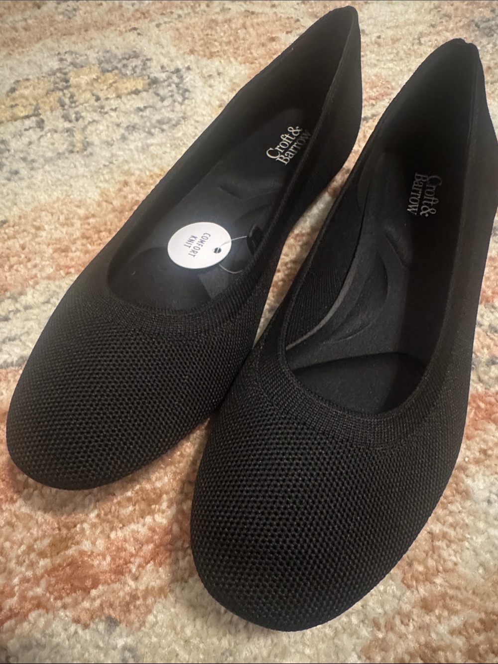 croft & barrow Black Knit Slip-On Ballet Flats